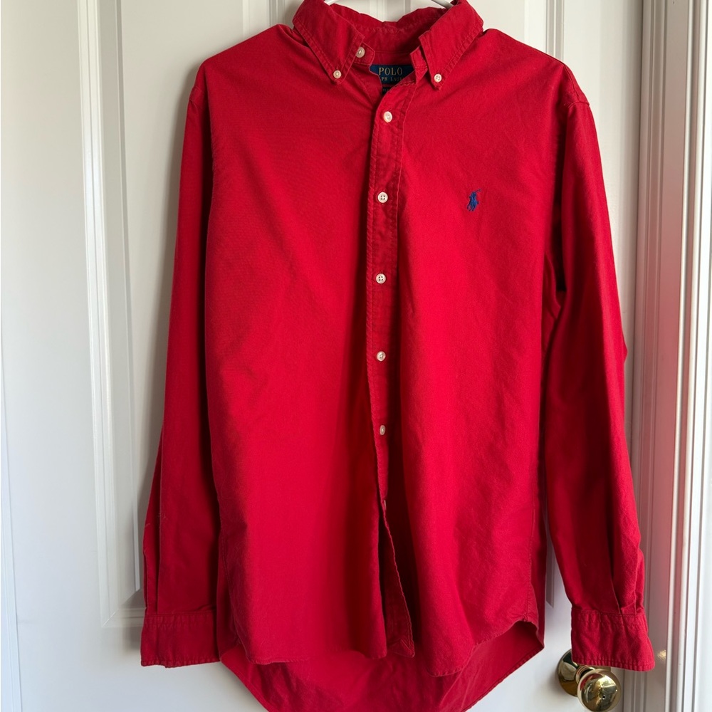 Polo by Ralph Lauren Men's Red Classic Fit Oxford Shirt - Picture 2 of 5